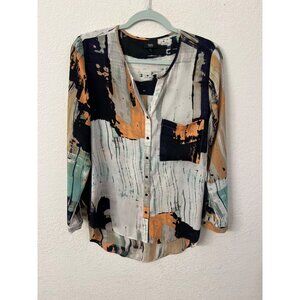 Mossimo Colorful Abstract Print Button-Down Shirt By women size M